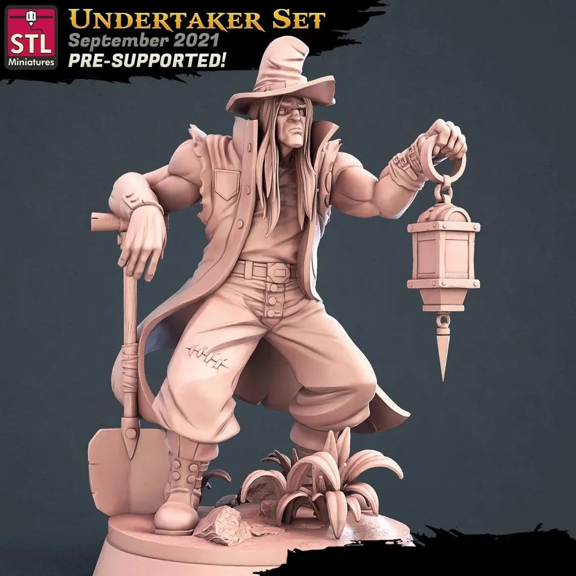 3D Printed STL Miniatures Undertaker Set Fantasy NPC 2 | 28 - 32mm War Gaming D&D