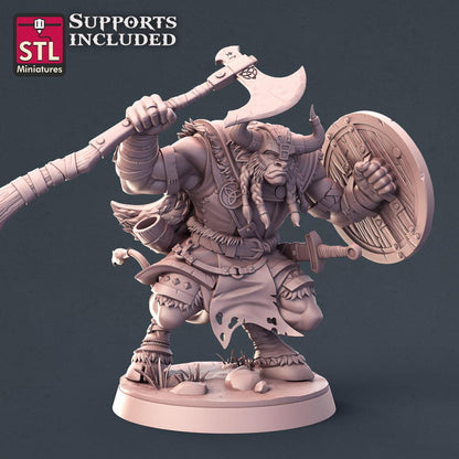 3D Printed STL Miniatures Viking Minotaurs Set 28 - 32mm War Gaming D&D