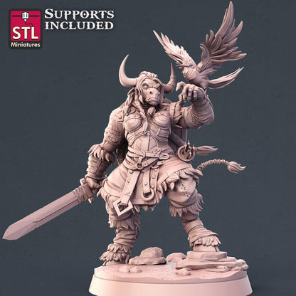 3D Printed STL Miniatures Viking Minotaurs Set 28 - 32mm War Gaming D&D