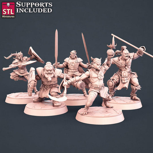 3D Printed STL Miniatures Warriors Set 28 - 32mm War Gaming D&D