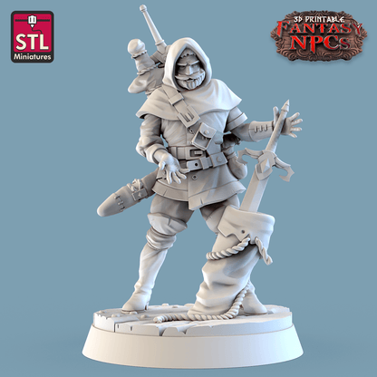 3D Printed STL Miniatures Weapons Merchant Set Fantasy NPC 28mm - 32mm War Gaming D&D