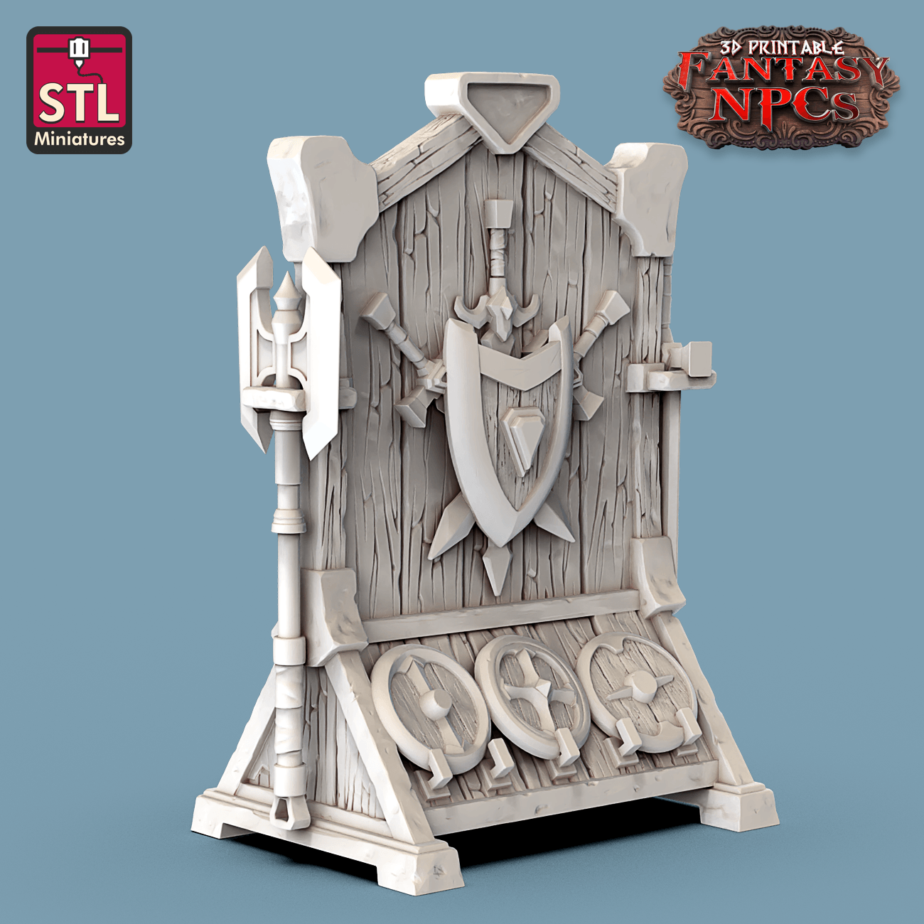 3D Printed STL Miniatures Weapons Merchant Set Fantasy NPC 28mm - 32mm War Gaming D&D
