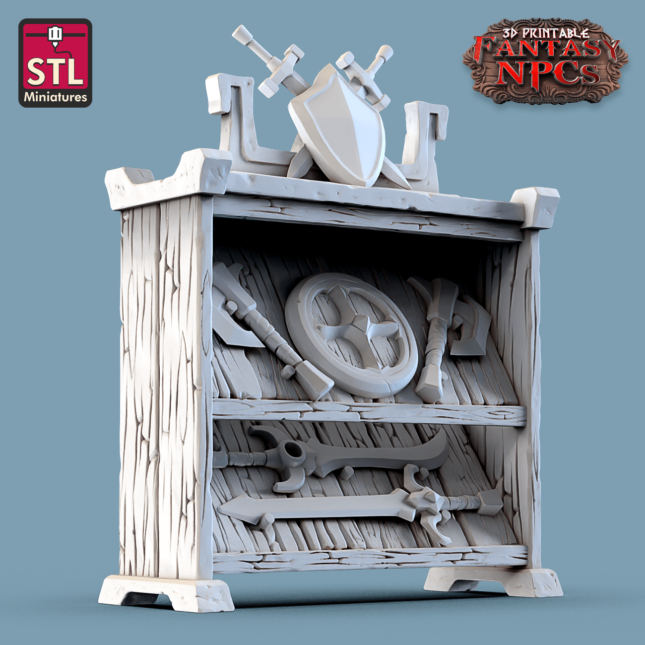 3D Printed STL Miniatures Weapons Merchant Set Fantasy NPC 28mm - 32mm War Gaming D&D