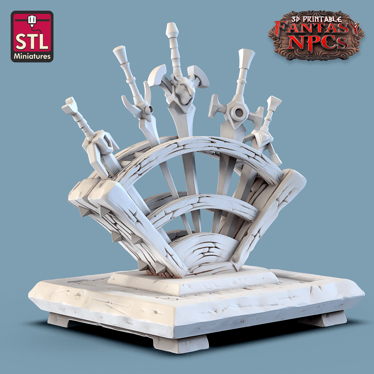 3D Printed STL Miniatures Weapons Merchant Set Fantasy NPC 28mm - 32mm War Gaming D&D