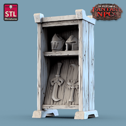 3D Printed STL Miniatures Weapons Merchant Set Fantasy NPC 28mm - 32mm War Gaming D&D