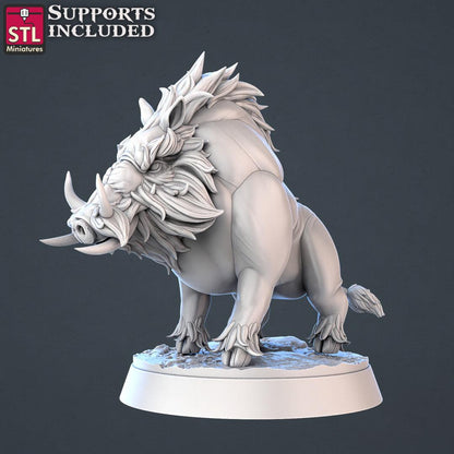 3D Printed STL Miniatures Wild Boars | 28 - 32mm War Gaming D&D