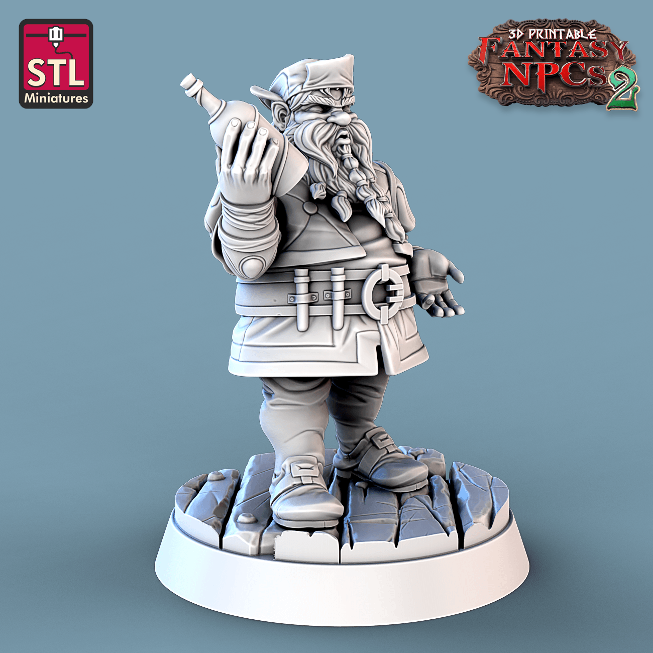 3D Printed STL Miniatures Winemakers Set Fantasy NPC 2 | 28 - 32mm War Gaming D&D