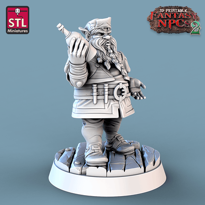 3D Printed STL Miniatures Winemakers Set Fantasy NPC 2 | 28 - 32mm War Gaming D&D
