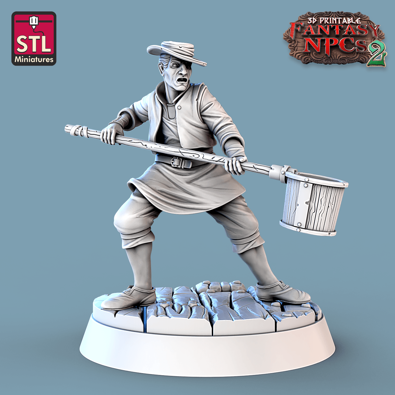 3D Printed STL Miniatures Winemakers Set Fantasy NPC 2 | 28 - 32mm War Gaming D&D