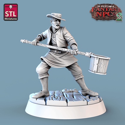 3D Printed STL Miniatures Winemakers Set Fantasy NPC 2 | 28 - 32mm War Gaming D&D