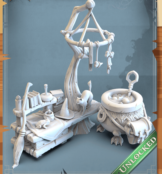 3D Printed STL Miniatures Witch Props 28 - 32mm War Gaming D&D