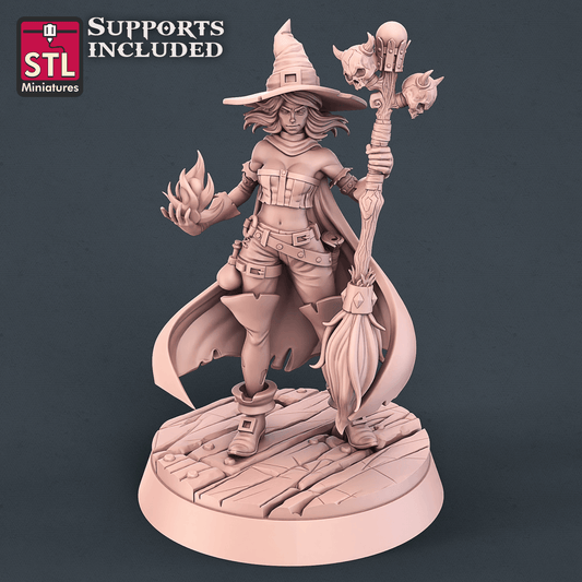3D Printed STL Miniatures Witch Set 28mm - 32mm War Gaming D&D