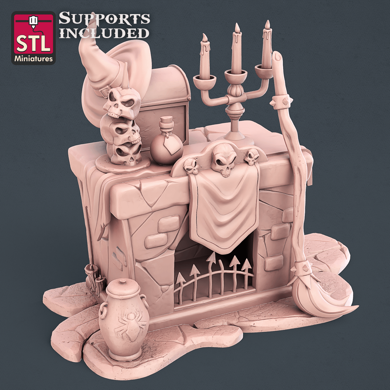 3D Printed STL Miniatures Witch Set 28mm - 32mm War Gaming D&D