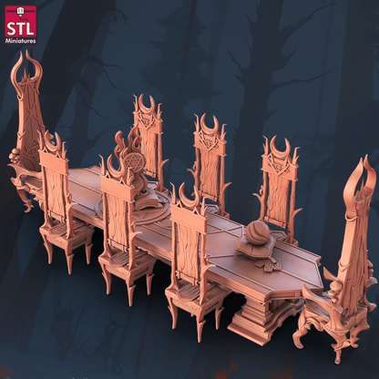 3D Printed STL Miniatures Witches Council Set 28 - 32mm War Gaming D&D