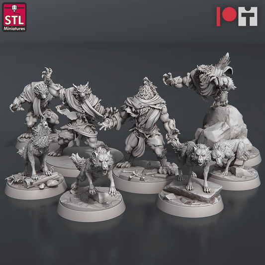 3D Printed STL Miniatures Wolves and Werewolves 28mm - 32mm War Gaming D&D