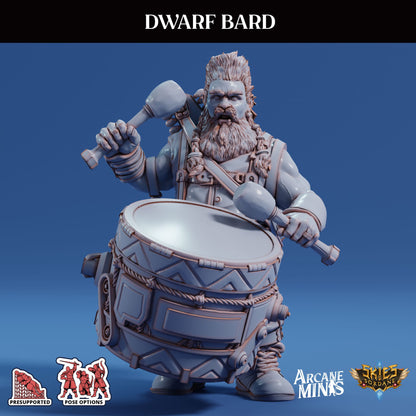 3D Printed Sordane Publishing Arcane Minis Dwarf Bard Swindler's Luck Part Two 28 32mm D&D