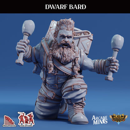 3D Printed Sordane Publishing Arcane Minis Dwarf Bard Swindler's Luck Part Two 28 32mm D&D