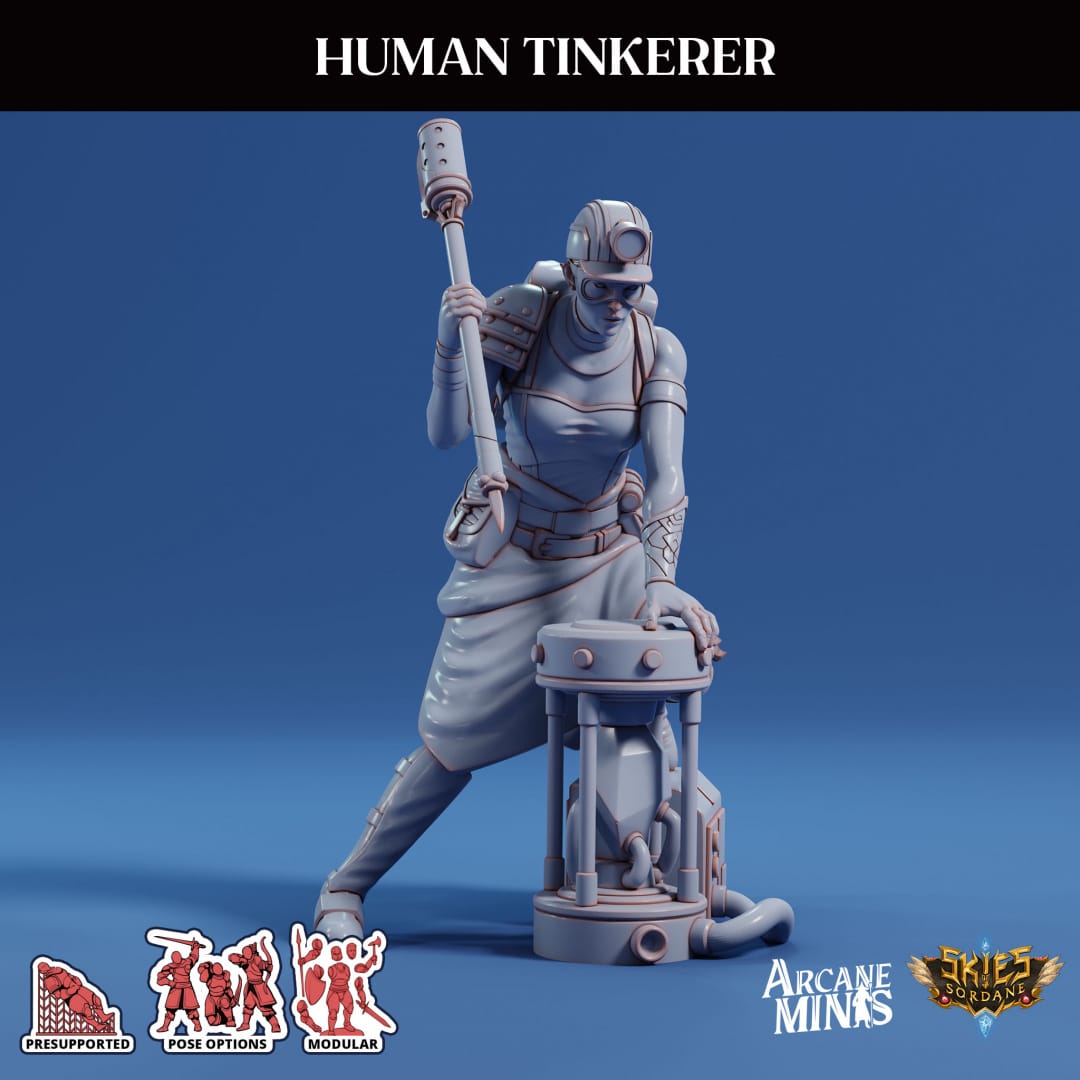 3D Printed Sordane Publishing Arcane Minis Human Tinkerer Scrapper Pirates Set 28 32mm D&D
