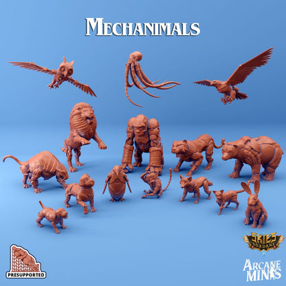 3D Printed Sordane Publishing Arcane Minis Mechanimal Monkey Mechanimals Set 28mm 32mm D&D