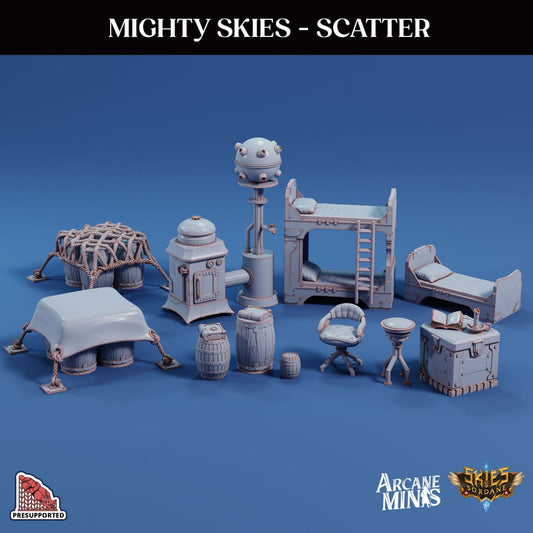 3D Printed Sordane Publishing Arcane Minis Mighty Skies Scatter Items Mighty Skies A Sordane Stories Set 28 32mm D&D