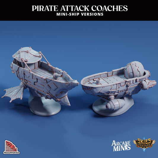 3D Printed Sordane Publishing Arcane Minis Mini Ship - Pirate Attack Coaches Set 28 32mm D&D