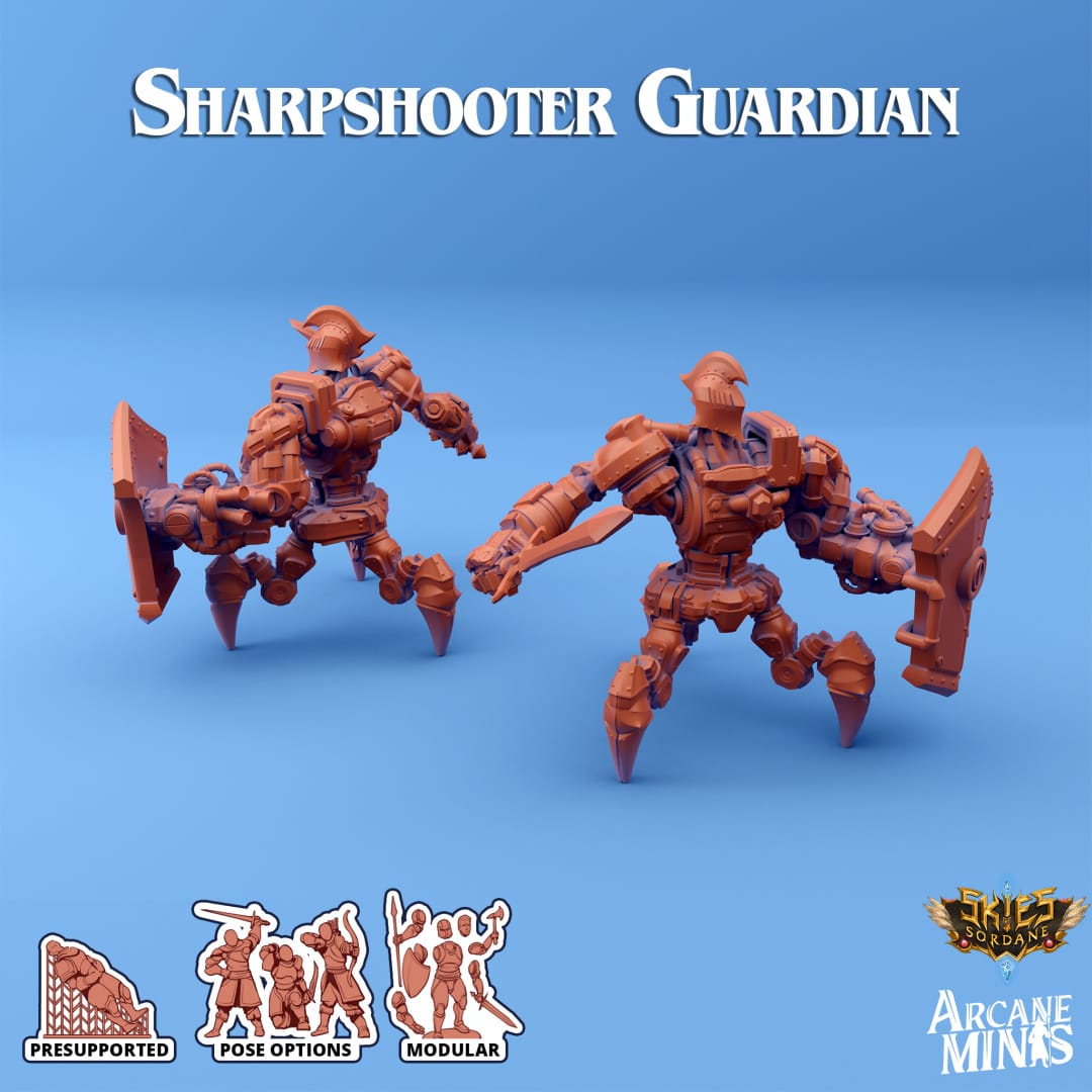 3D Printed Sordane Publishing Arcane Minis Shard Guardians Sharpshooter Set Shard Guardian Set 28 32mm D&D