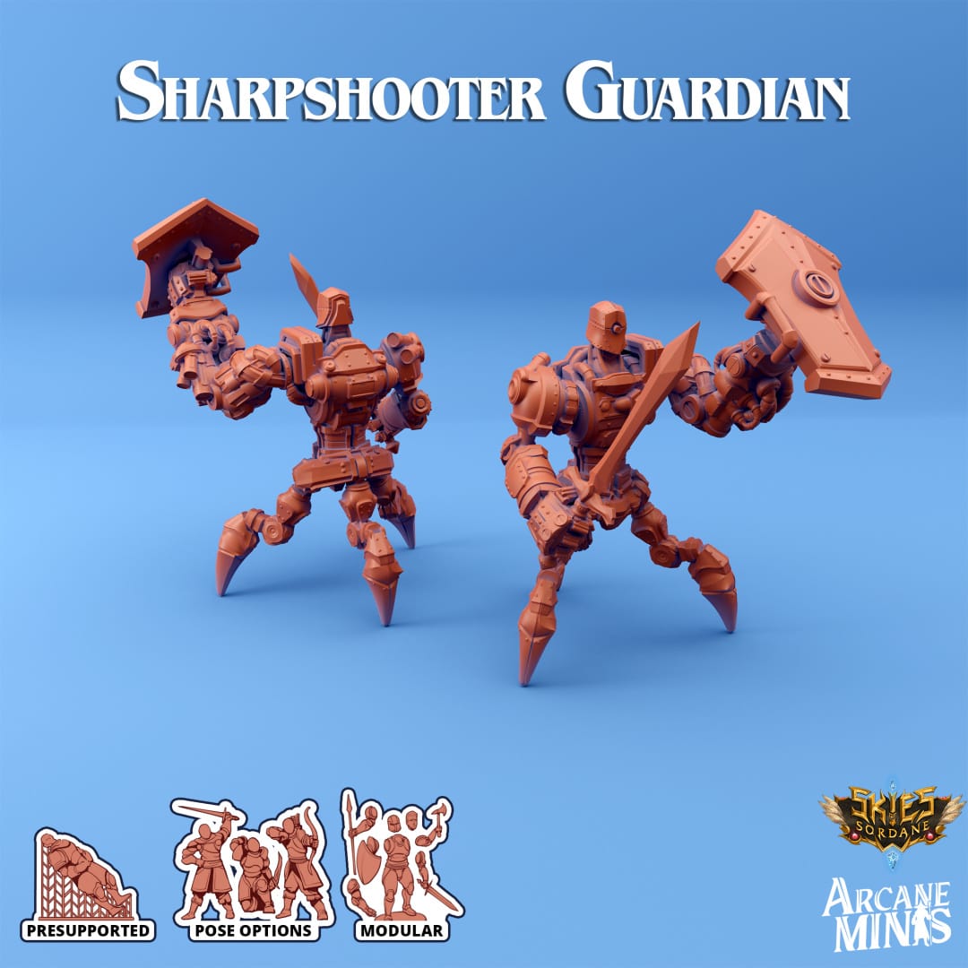 3D Printed Sordane Publishing Arcane Minis Shard Guardians Sharpshooter Set Shard Guardian Set 28 32mm D&D