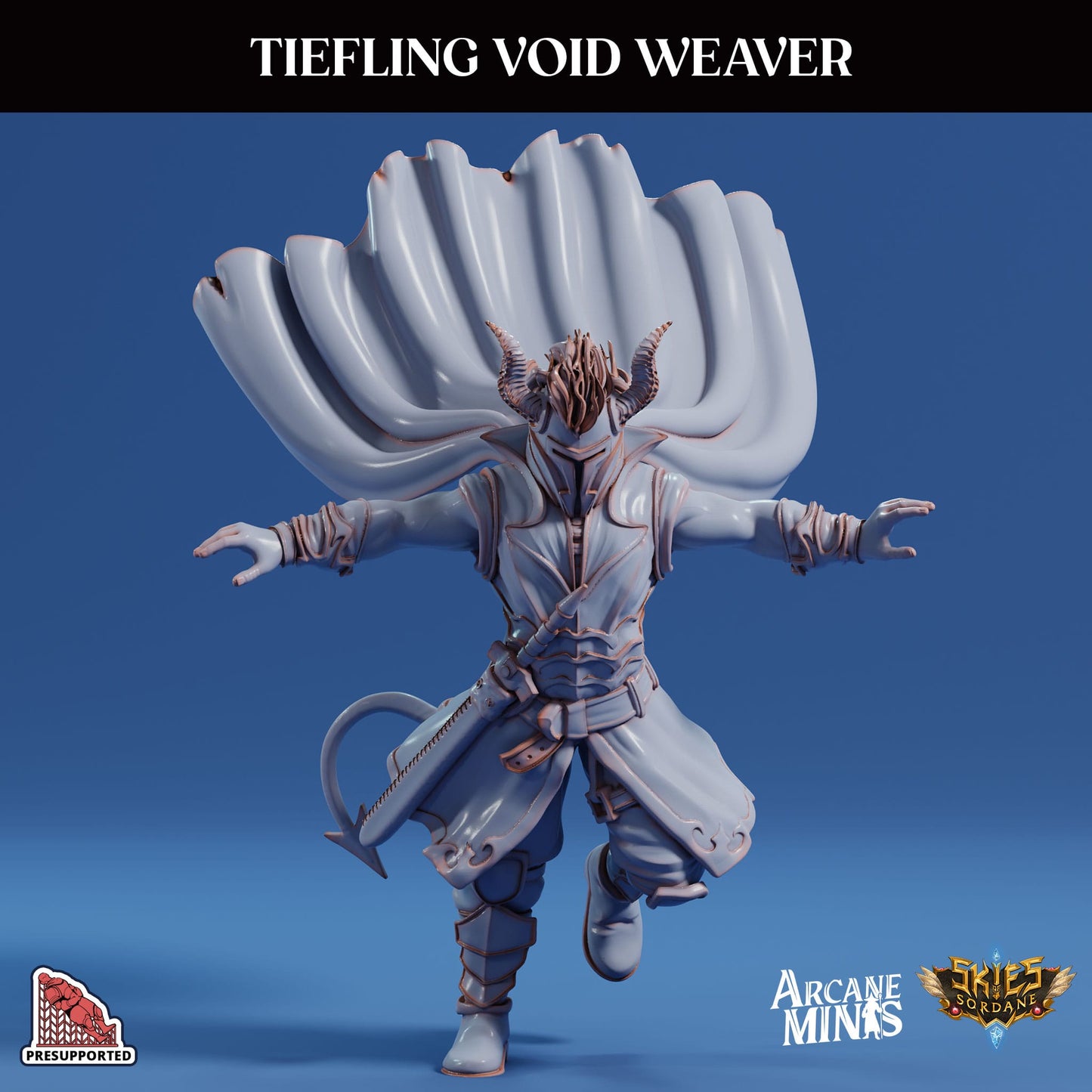 3D Printed Sordane Publishing Arcane Minis Tiefling Void Weaver Swindler's Luck Part Two 28 32mm D&D