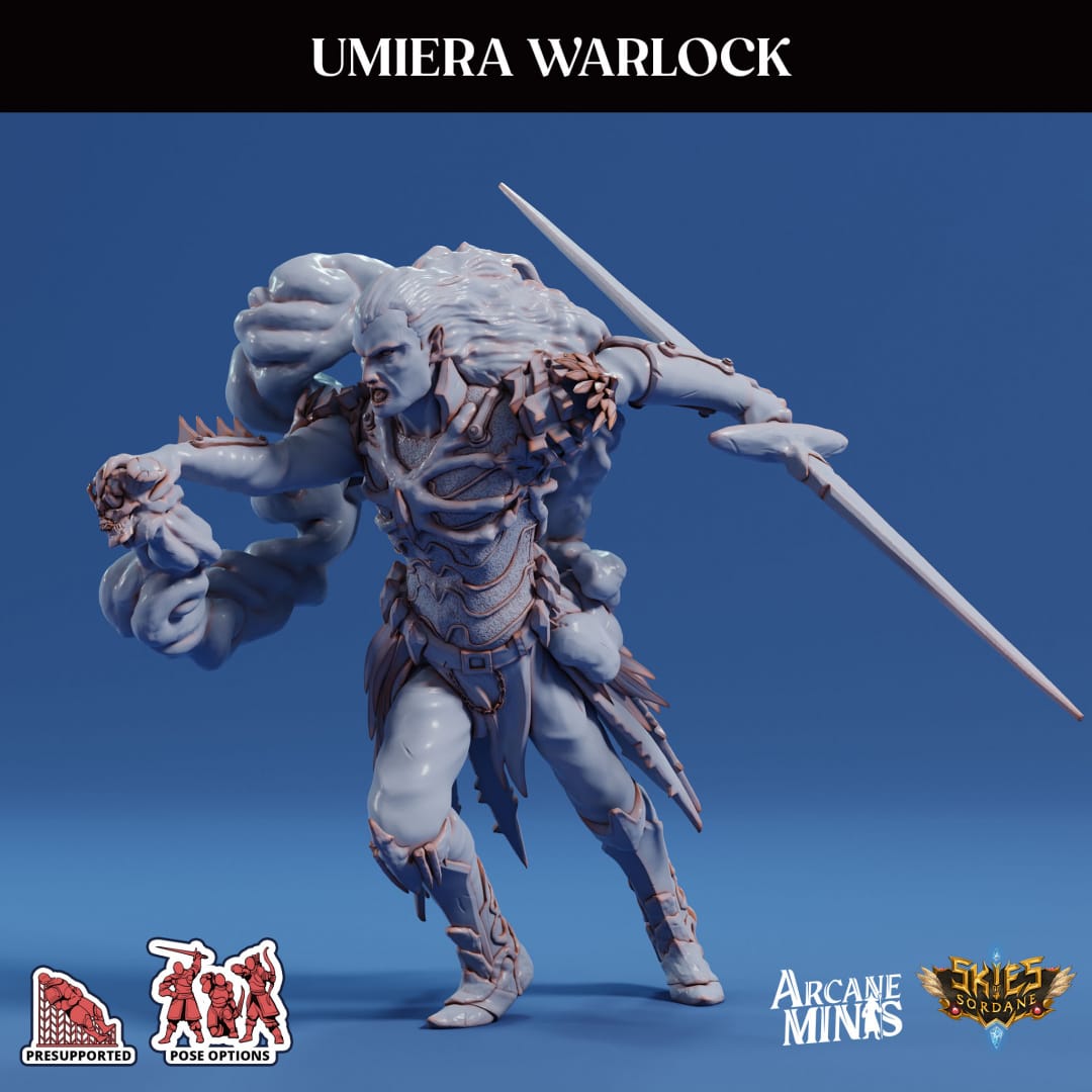 3D Printed Sordane Publishing Arcane Minis Umiera Male Warlock Cult of Umiera28 32mm D&D