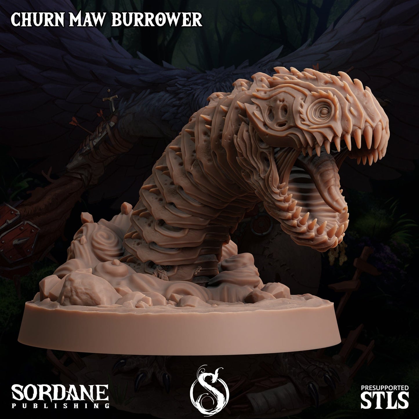 3D Printed Sordane Publishing Churn Maw Burrower Burrows Below 28 32mm D&D