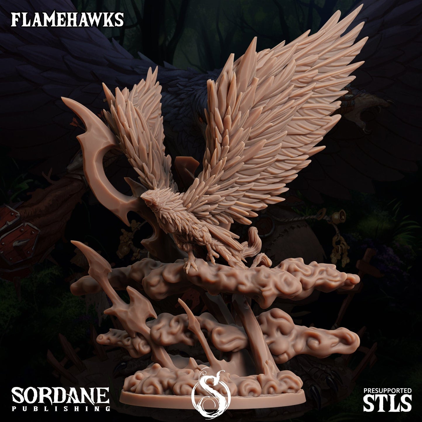 3D Printed Sordane Publishing Crystal Flamehawk Burrows Below 28 32mm D&D