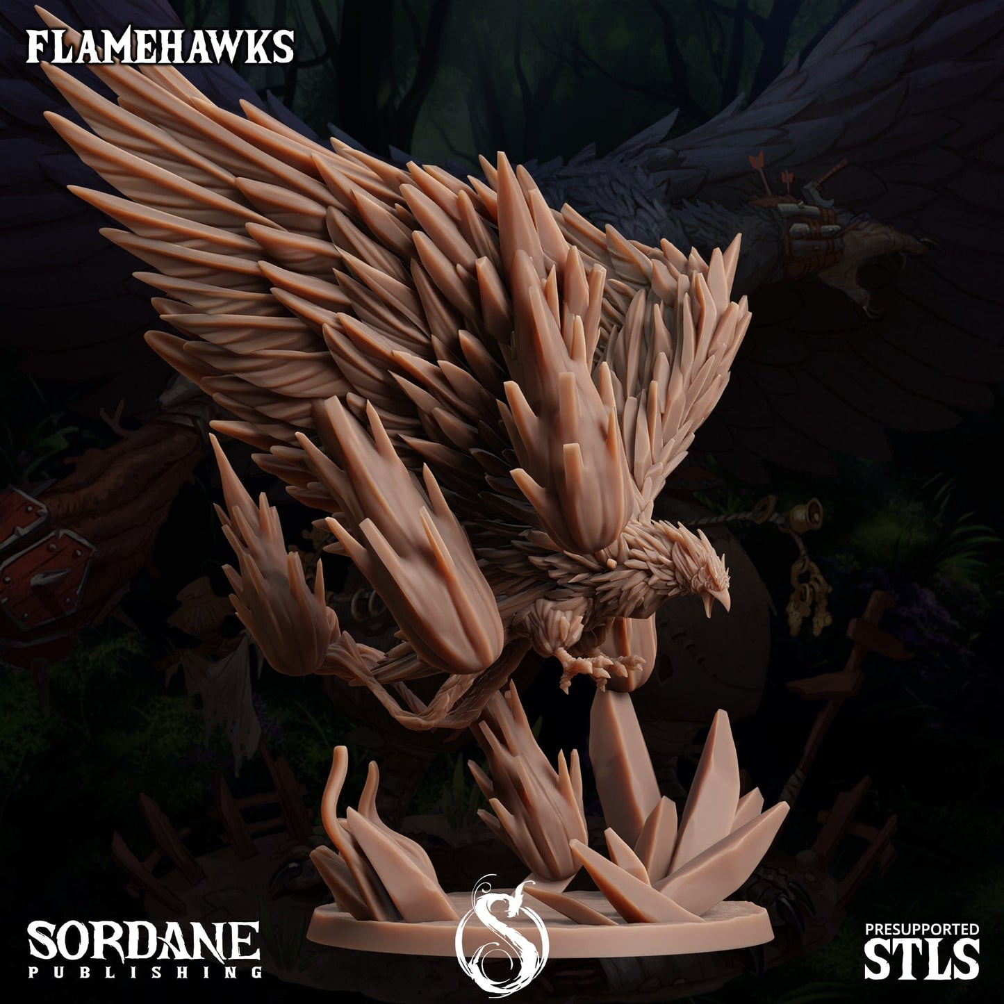 3D Printed Sordane Publishing Crystal Flamehawk Burrows Below 28 32mm D&D