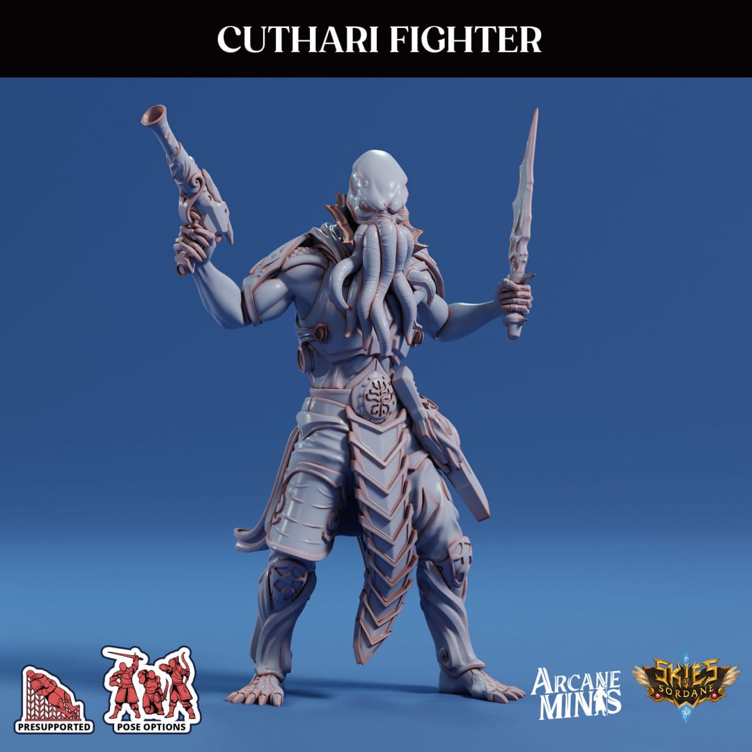 3D Printed Sordane Publishing Echoes of Madness - A Sordane Stories Cuthari Fighter 28 32mm D&D