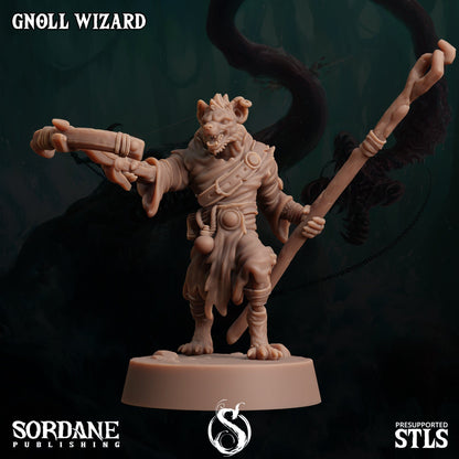 3D Printed Sordane Publishing Gnoll Wizard 28 32mm D&D