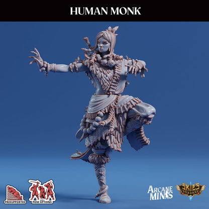 3D Printed Sordane Publishing Human Monk Female 28 32mm D&D