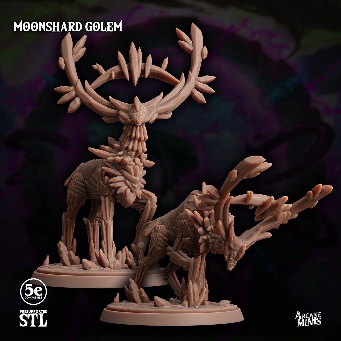 3D Printed Sordane Publishing Moonshard Golem Moonsoon 28 32mm D&D