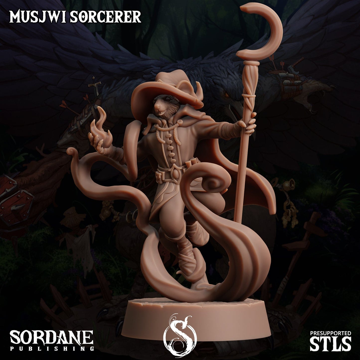 3D Printed Sordane Publishing Musjwi Sorcerer Burrows Below 28 32mm D&D