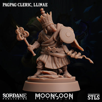 3D Printed Sordane Publishing Pagpag Cleric, Llinae Moonsoon 28 32mm D&D