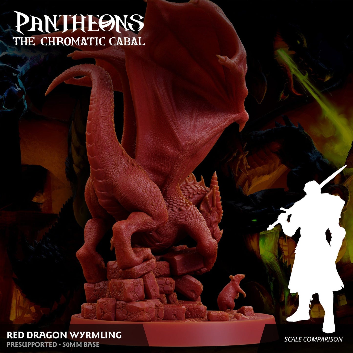 3D Printed Sordane Publishing Wyrmling Red Dragon Pantheons - The Chromatic Cabal 28 32mm D&D