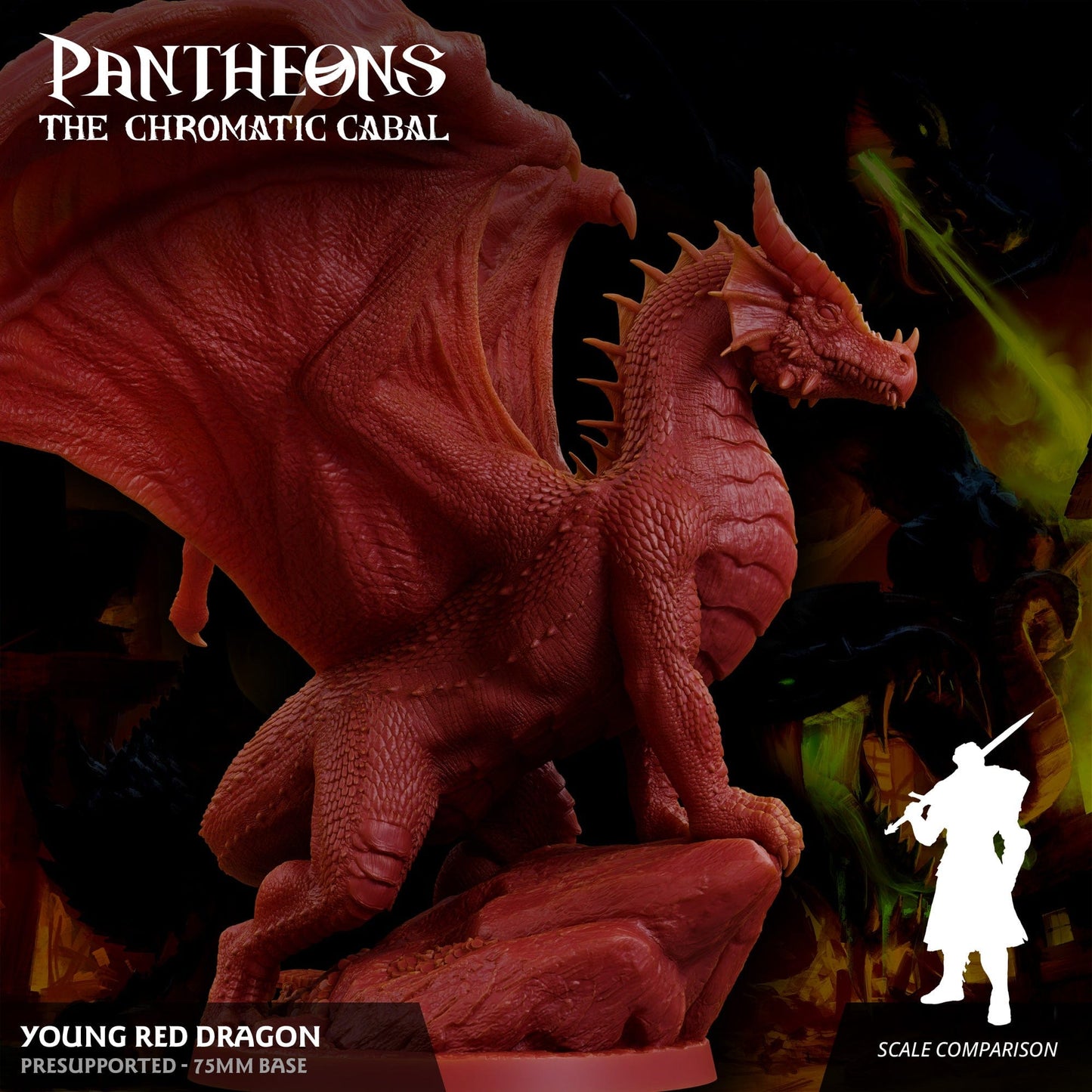 3D Printed Sordane Publishing Young Red Dragon Pantheons The Chromatic Cabal 28 32mm D&D