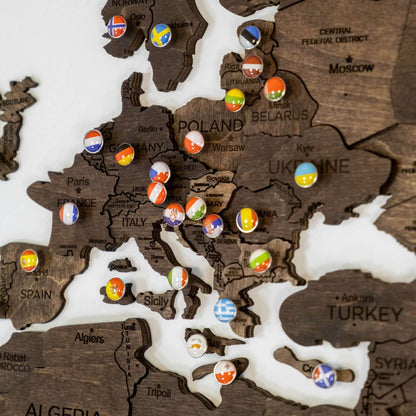 3D Wooden World Map Dark Walnut (for US only)