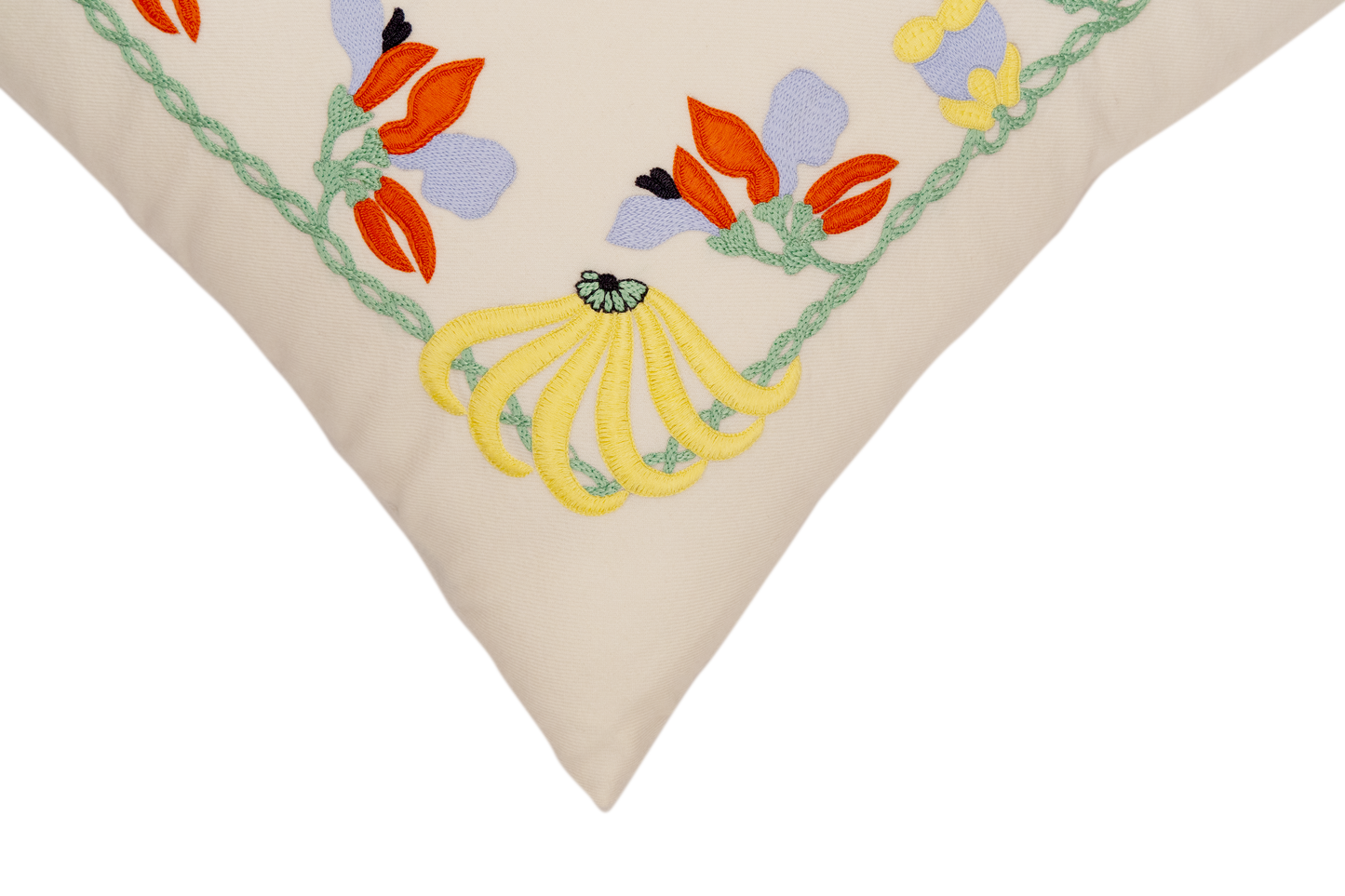 Hand Embroidered Merino Wool Pillow Cover 20" x 20"