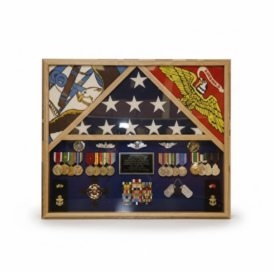 Flag Connections 3 Flags Military Shadow Box, flag case for 3 flags