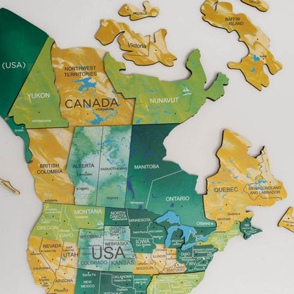 3D Wooden World Map Surface