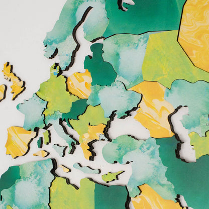3D Wooden World Map Surface