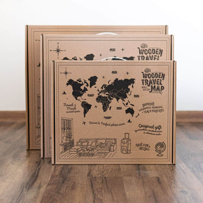 3D Wooden World Map Ocean