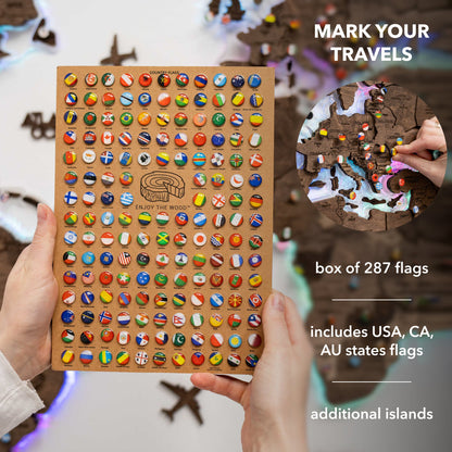 3D LED Wooden World Map 2.0 Dark Walnut