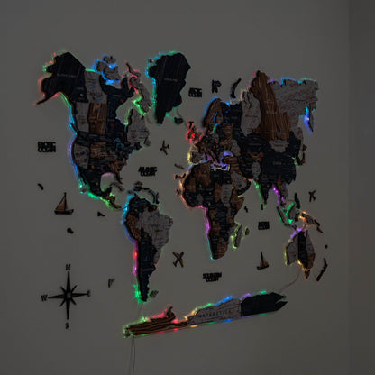 3D LUMINOUS LED Wooden World Map 2.0 Mystery