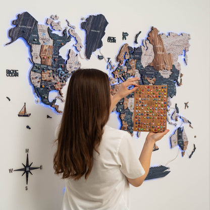 3D LUMINOUS LED Wooden World Map 2.0 Mystery