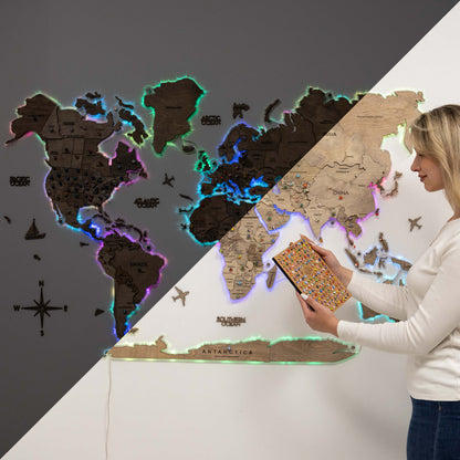 3D LED Wooden World Map 2.0 Terra